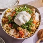 Grilled Burrata with Tomato Pasta